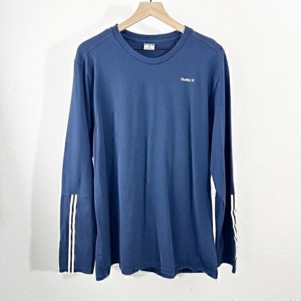 Hurley Long Sleeve Crewneck Stripe Sleeve Sweatshirt Top Blue‎ Size Extra Large